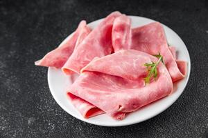fresh ham slice pork meat food tasty eating appetizer meal food snack on the table copy space food photo