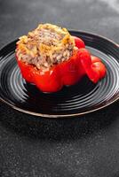 stuffed pepper meat and rice filling fresh food tasty healthy eating cooking appetizer meal food snack on the table copy space food photo