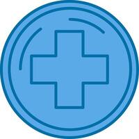 hospital firmar lleno azul icono vector