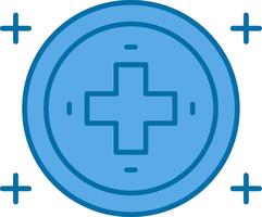 hospital firmar lleno azul icono vector