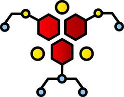 molécula línea lleno degradado icono vector