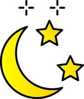 Moon and Star Line Filled Gradient  Icon vector