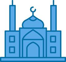 mezquita lleno azul icono vector