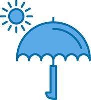 paraguas lleno azul icono vector