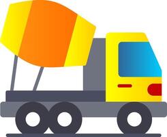 Concrete Mixer Truck Flat Gradient  Icon vector