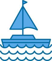 Sail Boat Filled Blue  Icon vector