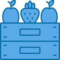 Fruta caja lleno azul icono vector