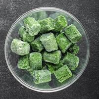 frozen spinach portion cube semifinished fresh food tasty healthy eating cooking meal snack photo
