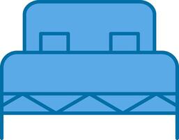 doble cama lleno azul icono vector
