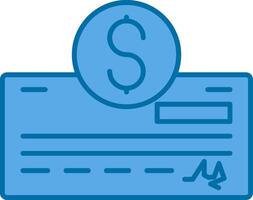 pagar cheque lleno azul icono vector