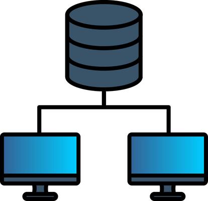 Data Center Line Filled Gradient  Icon