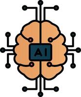 Artificial Intelligence Line Filled Gradient  Icon vector