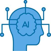 artificial inteligencia lleno azul icono vector