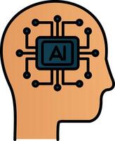 Artificial Intelligence Line Filled Gradient  Icon vector
