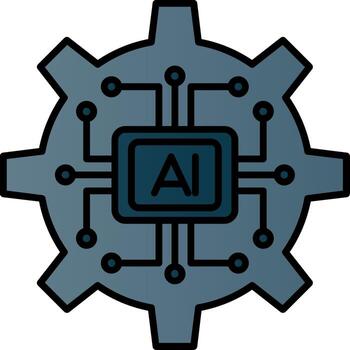 Artificial Intelligence Line Filled Gradient  Icon vector