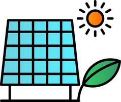 solar panel línea lleno degradado icono vector