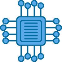 Computer Chip Filled Blue  Icon vector