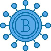 criptomoneda lleno azul icono vector