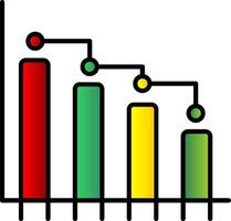 Bar Graph Line Filled Gradient  Icon vector