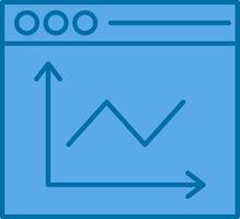 Line Chart  Filled Blue  Icon vector