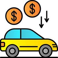 Car Loan Line Filled Gradient  Icon vector