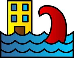 Tsunami Line Filled Gradient  Icon vector