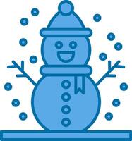 monigote de nieve lleno azul icono vector