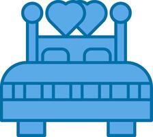 Double Bed Filled Blue  Icon vector