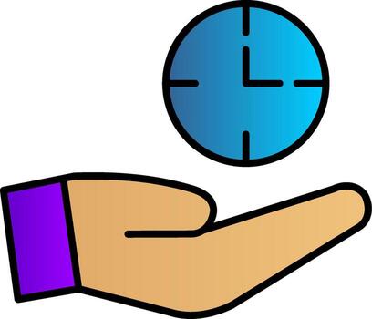 Save Time Line Filled Gradient  Icon vector