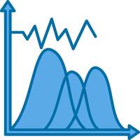 Wave Chart Filled Blue  Icon vector