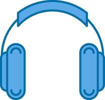 auriculares lleno azul icono vector