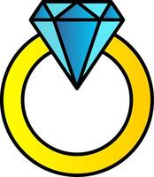 diamante anillo línea lleno degradado icono vector