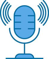 micrófono lleno azul icono vector