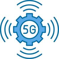 5G Filled Blue  Icon vector