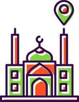 mezquita ubicación lleno icono vector