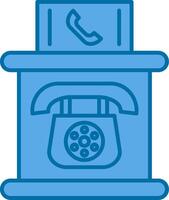 teléfono cabina lleno azul icono vector