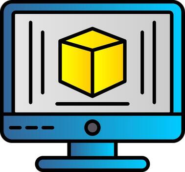 3d modelado línea lleno degradado icono vector