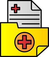 médico carpeta línea lleno degradado icono vector