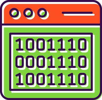 binario código lleno icono vector