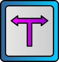 T Junction Line Filled Gradient  Icon vector