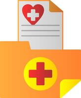 médico carpeta plano degradado icono vector