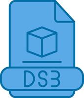 3ds lleno azul icono vector