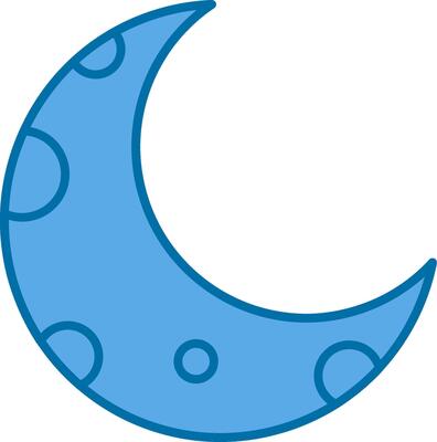 Half Moon Filled Blue  Icon
