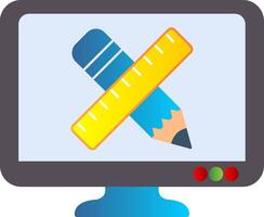 Pencil And Ruler Flat Gradient  Icon vector