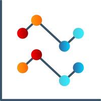 Line Chart Flat Gradient  Icon vector