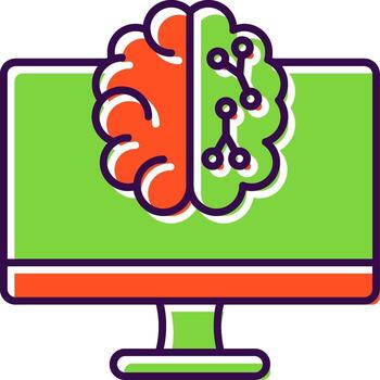 máquina aprendizaje lleno icono vector