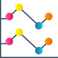 Line Chart Flat Gradient  Icon vector