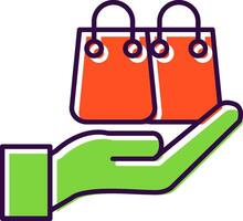 compras bolso lleno icono vector