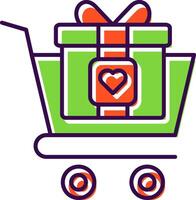 compras carro lleno icono vector