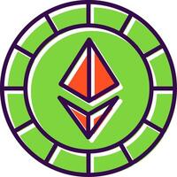 ethereum monedas lleno icono vector